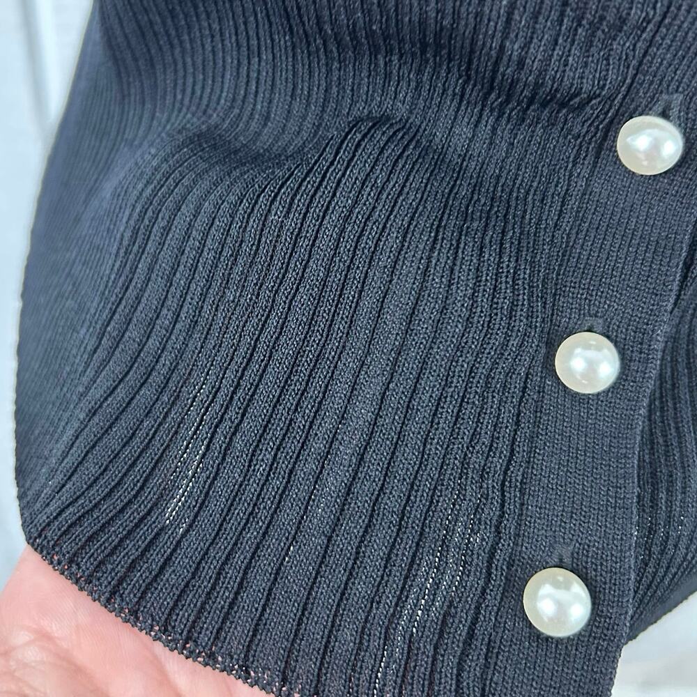 Christian Lacroix Ribbed Tank Top Button Front Minimalist Black Women M - Picture 4 of 8